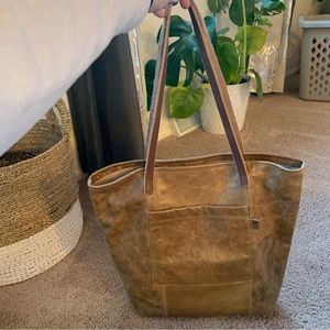 Handmade Leather Bag Purchased from Local Business at a Farmers market